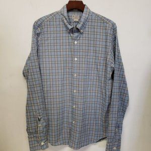 J.CREW MEN'S Blue Plaid Long Sleeve Shirt Size Large Tailored  VGUC